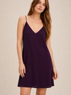 Aritzia Wilfred Free Vivienne Plum Wine Slip Dress Spaghetti Strap Mini